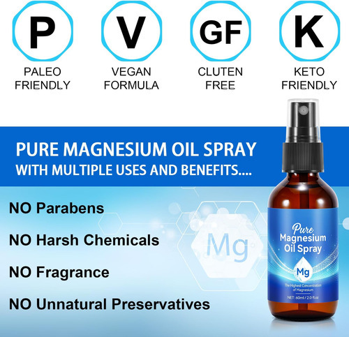 Spray De Óleo De Magnésio, Spray De Magnésio 100% Natural Pa - Imagem 5