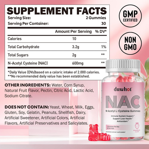 Gomas Duwhot Nac 600 Mg, Suplemento De N Acetil Cisteína Nac - Imagem 2