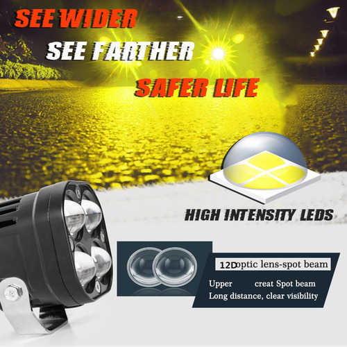 Faróis Auxiliares De Led De Farol Alto/baixo Branco Âmbar Pa - Imagem 6