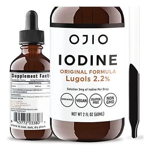 Solução De Iodo Ojio Lugols - Gotas De Iodo Líquido Com Pot