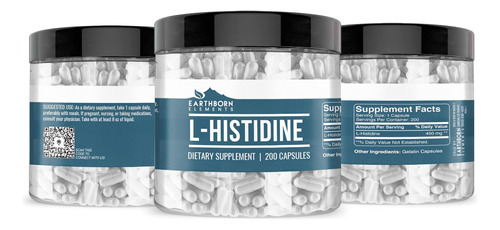 Earthborn Elements L-histidina 200 Cápsulas, Pura E Não Dilu - Imagem 2