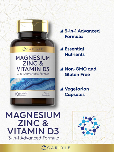 Carlyle Magnésio Zinco E Vitamina D3 | 90 Cápsulas | Fórmula - Imagem 4
