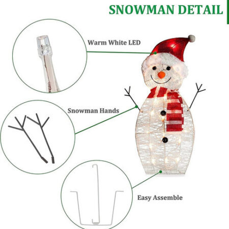 3 Luzes De Jardim De Boneco De Neve De Natal - Imagem 4