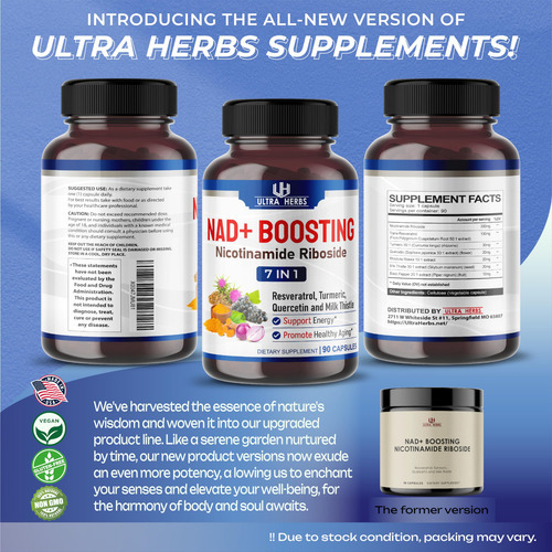 Suplemento Ultra Herbs Nad+ 14.300 Mg Com Ribosídeo De Nicot - Imagem 6