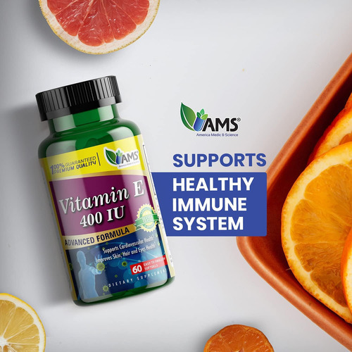 America Medic & Science Vitamin E 400 Ui (60 Softgels) Suple - Imagem 3