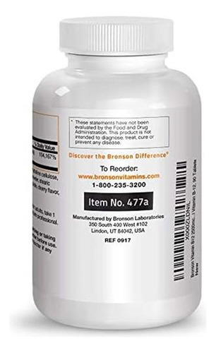 Vitamina B-12 Marca Bronson, 2500 Mcg, 90 Comprimidos - Imagem 7