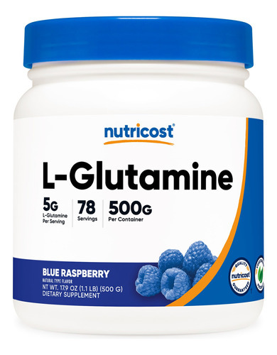 Suplemento Nutricost L-glutamina Em Pó 500g De Framboesa Azu
