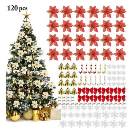 120 Pçs De Flores Natalinas Enfeites Artificial Decorada - Imagem 2