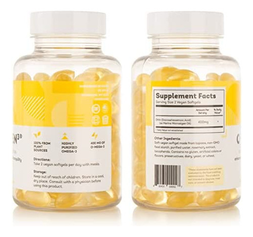 Nutru O-mega-zen3 Vegan Omega 3 Dha Suplemento - 400 Mg De Á - Imagem 2