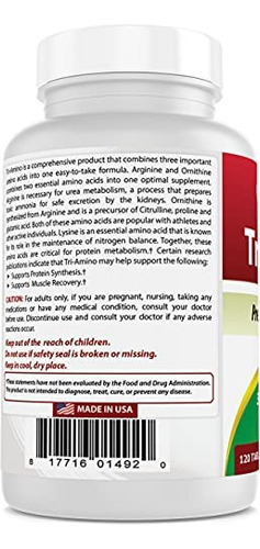 Best Naturals Tri-amino Com L-arginina, L-ornitina, L-lisina - Imagem 5