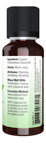Óleo Canela Cássia Now Foods 30ml Orgânico Importado 5un - Imagem 3