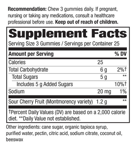 Natures Way Tart Cherry Ultra Gummies, Suporte Antioxidante - Imagem 3