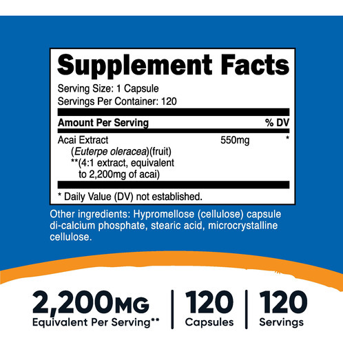Suplemento Nutricost Extrato De Açaí 2,2 G 120 Cápsulas Vege - Imagem 3