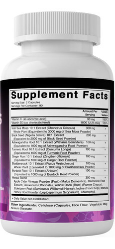 Vitamatic Sea Moss 3000mg Óleo De Semente Preta 2000mg Ashwa - Imagem 4