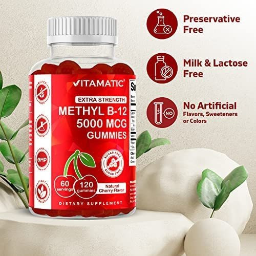 Vitamina B-12 Marca Vitamatic, 5000 Mcg, 120 Comprimidos - Imagem 3