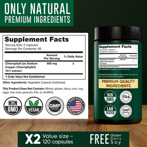 Suplemento De Cápsula De Clorofila Alpha Flow 600mg Para Ad - Imagem 6