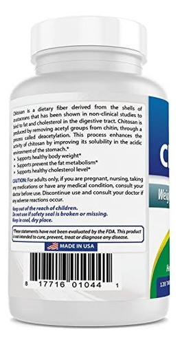 Best Naturals -- Quitosana -- 500 Mg -- 120 Comprimidos - Imagem 6