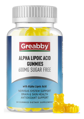 Greabby Ácido Alfa Lipóico 600mg Gomas, Suplemento De Ácido
