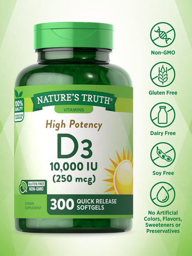 Natures Truth Vitamina Diu Softgels | 300 Contagens | Força - Imagem 3
