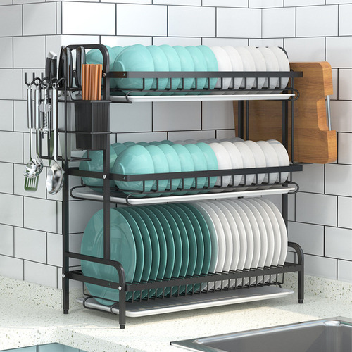 Escorredor De Louças 3 Andares Porta Talher Inox 61cm* - Imagem 5