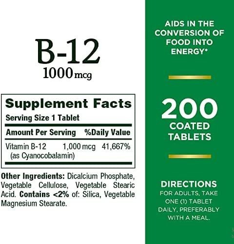 Vitamina B-12 Marca Nature S Bounty, 1000 Mcg, 200 Comprimid - Imagem 2