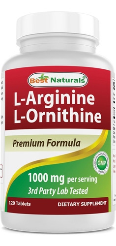 Best Naturals L-arginina L-ornitina - 1000 Mg Por Porção -