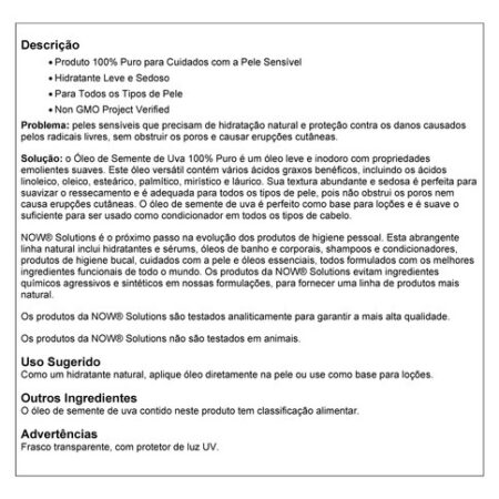 Óleo De Semente De Uva 473ml Now Foods Grapeseed Oil 3un - Imagem 5