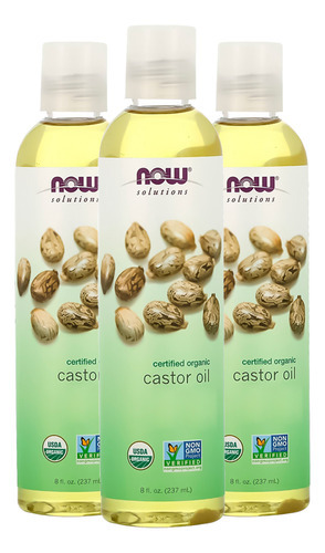 Óleo De Rícino Orgânico Now Foods 237 Ml Importado 3un
