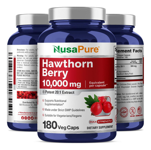 Nusapure Hawthorn Berry 10.000 Mg Por Cápsula Vegetal, Conta - Imagem 4
