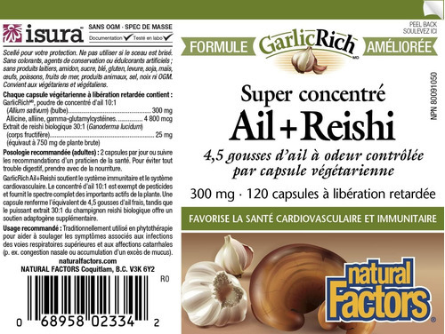 Natural Factors Garlicrich, Super Strength Garlic + Reishi, - Imagem 3