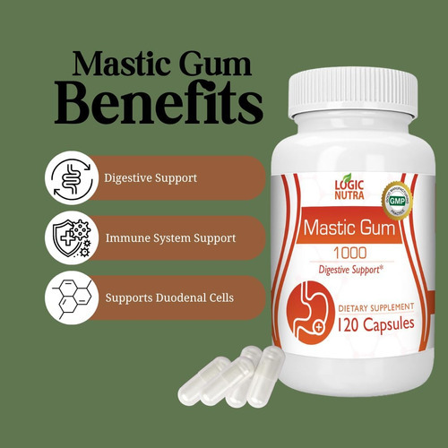 Cápsulas De Goma Mastic Nutra Logic - Suplemento Natural De - Imagem 3