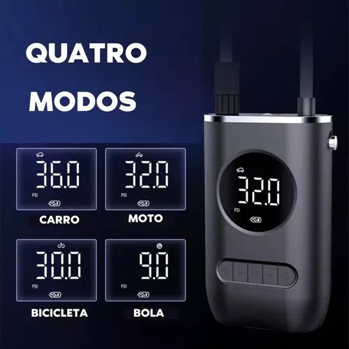 Nova Bomba De Ar Portátil Calibra E Infla Pneus - Imagem 8