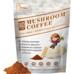 Café Com Cogumelo Em Pó Orgânico (80 Porções) Café Instantân
