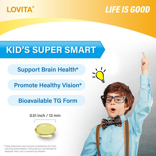 Lovita Kids Super Smart, Ômega-3 Para Crianças, 180 Mg Tot - Imagem 3