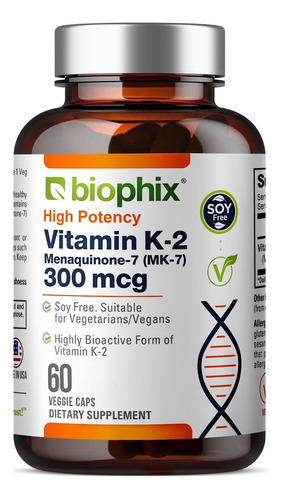 Biophix Vitamina K2 Mk-7-300 Mcg 60 Vcaps - Alta Potência Ap