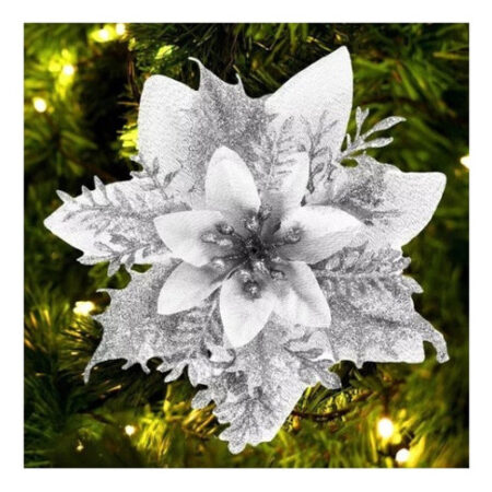 30 Peças De Flores De Natal Artificiais Douradas Brilhantes - Imagem 12