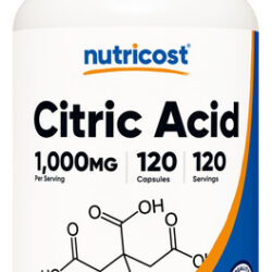 Suplemento Nutricost Ácido Cítrico 1000mg (1g), 120 Cápsulas