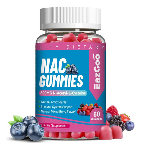 Eazgoo Nac Gummies 800mg, Suplemento De N-acetil Cisteína, S