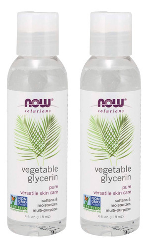 Glicerina Vegetal 118ml Now Foods Vegetable Glycerin 2un