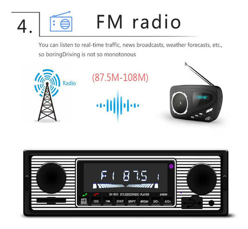 Usb Car Bluetooth Mp3 Player Rádio Estéreo Retro Sem Fio - Imagem 5