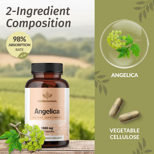 Suplemento Herbamama Angelica Root Dong Quai - 1000 Mg Cápsu - Imagem 4