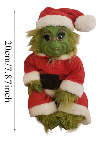 20cm Natal Grinch Látex Brinquedo Boneca De Pelúcia 20cm Pre - Imagem 6