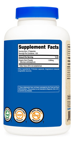 Suplemento Nutricost Noni Em Cápsulas 500mg 240 Cápsulas - Imagem 5