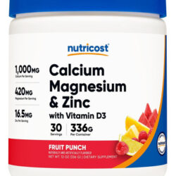 Nutricost Cálcio Magnésio Zinco Com Vitamina D3 Em Pó, 30 Po
