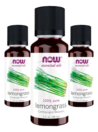 Óleo De Capim Limão 30ml Now Foods Lemongrass Oil Puro 3un