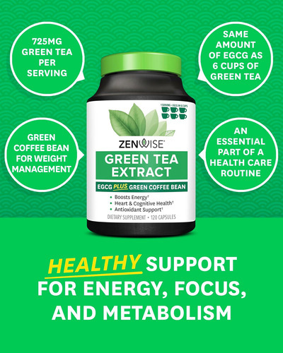Cápsulas De Extrato De Chá Verde Zenwise Health Egcg - Foco - Imagem 3