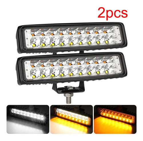 2 Faróis, 18 Barras De Led 54w Strobe 6000k Para Moto 4x4 Su