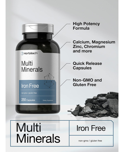 Suplemento Horbaach Multi Minerals 250 Cápsulas Sem Ferro - Imagem 3
