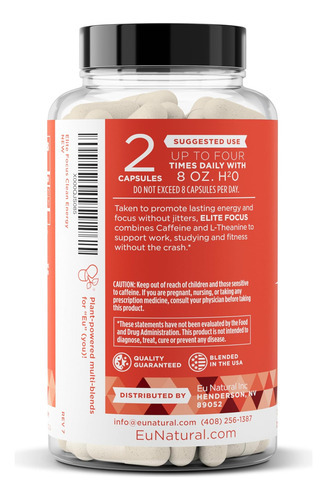 Pílulas De Cafeína Elite Com L-teanina " Suplementos Energét - Imagem 6