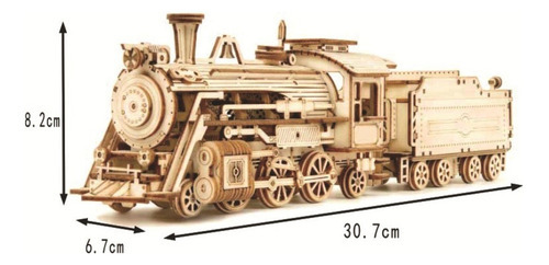 Puzzle De Madeira 3d, Trem A Vapor, Construção Em Madeira - Imagem 2